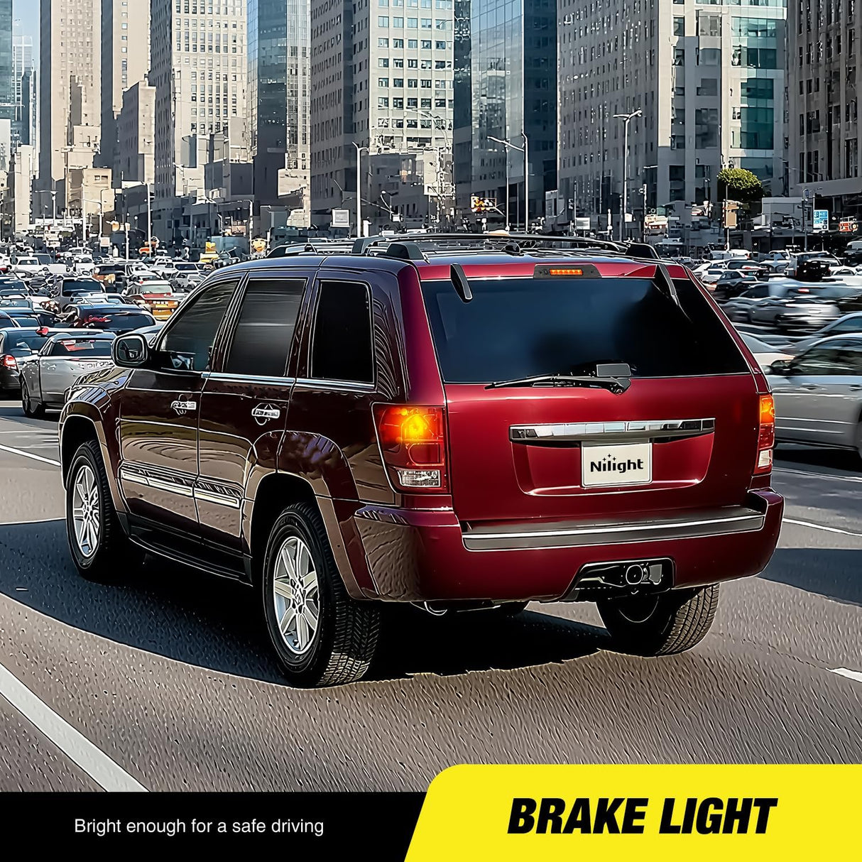Third Brake Light Tail High Mount 3rd Stop Lights Smoked Lens Compatible with Jeep Grand Cherokee 2005 2006 2007 2008 2009 2010 Van SUV Rear Center Cab Lamp