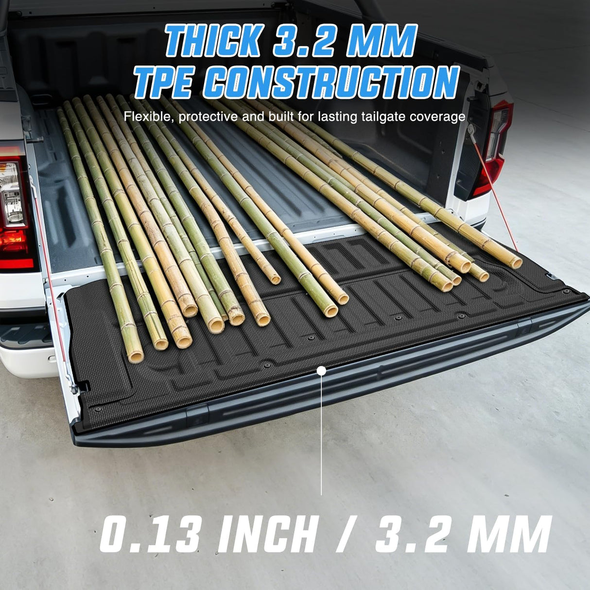 Tailgate Mat for Ford Ranger 2024 2025 2026 All Weather TPE Anti-Slip Custom Fit Truck Tailgate Protector Liner Cover