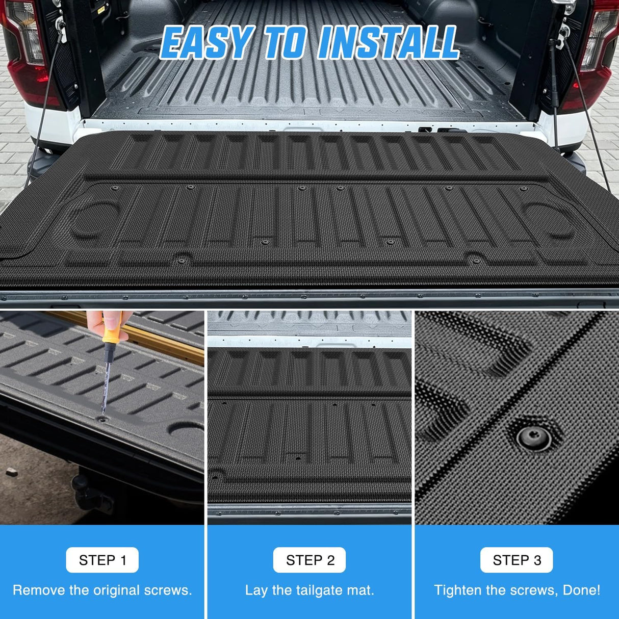 Tailgate Mat for Ford Ranger 2024 2025 2026 All Weather TPE Anti-Slip Custom Fit Truck Tailgate Protector Liner Cover