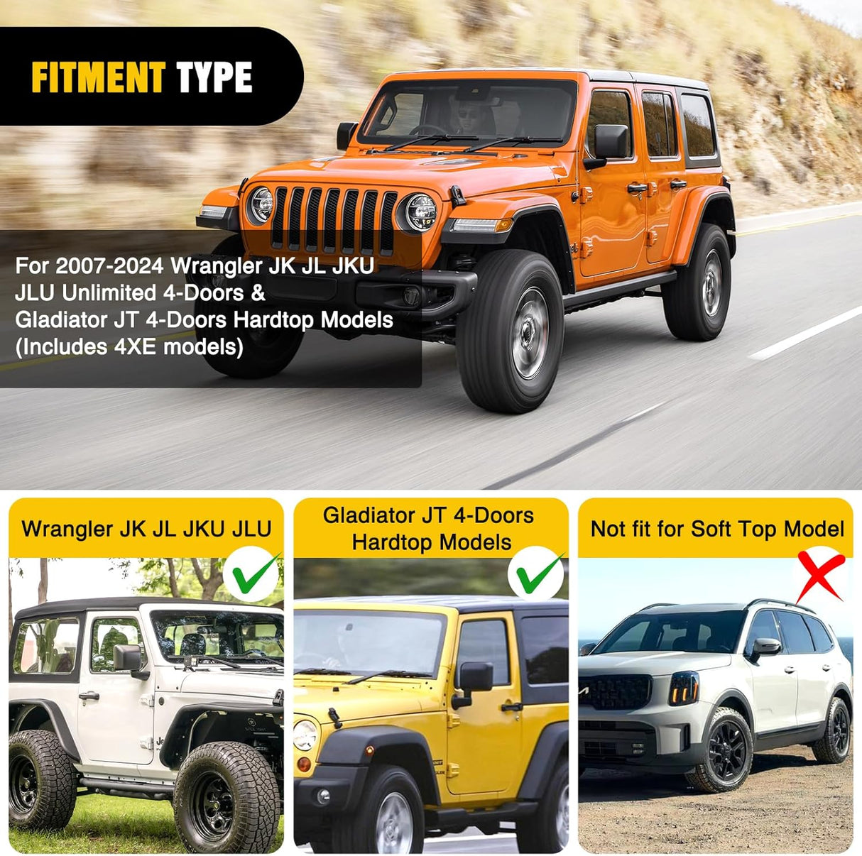 Roof Rack Cargo Basket with LED Light Bar Compatible with 2007-2026 Wrangler JK JL Unlimited & Gladiator JT 4 Door Hardtop, JKU JLU Luggage Rooftop Storage Carrier