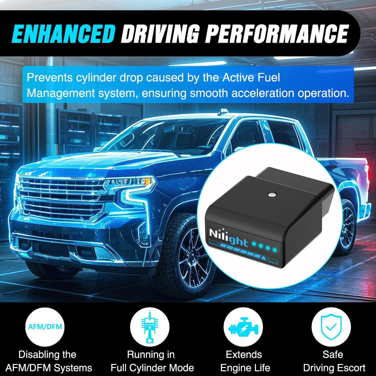 AFM Disabler Active Fuel Management Delete AFM/DFM Disabler for 5.3 Silverado Chevy 2010-2018 GMC Sierra Yukon Tahoe Avalanche Cadillac Escalade V6 & V8 Engine 3.6L 5.3L 6.0L 6.2L Vehicle Blue