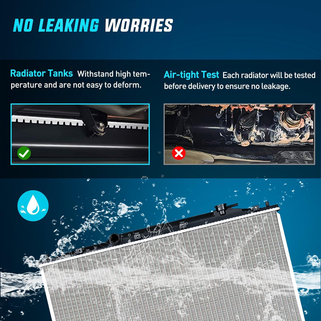 Radiator for Honda Accord 2008 2009 2010 2011 2012, Crosstour 2012 2013 2014 2015 2.4L L4, Engine Coolant Radiator Assembly Replace# 19010R70A51