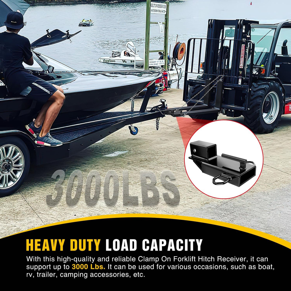 Forklift Trailer Hitch Attachment Fits 2 Inch Receiver Black Nilight