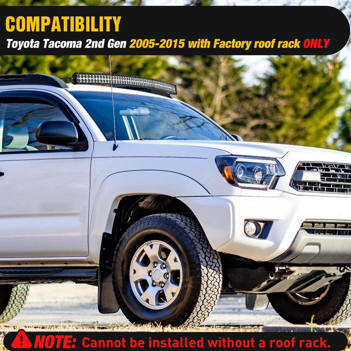 42 Inch Curved Light Bar Bracket for Toyota Tacoma Roof Rack 2005-2015 | for Toyota Tacoma with Factory Roof Rack 2005 2006 2007 2008 2009 2010 2011 2012 2013 2014 2015