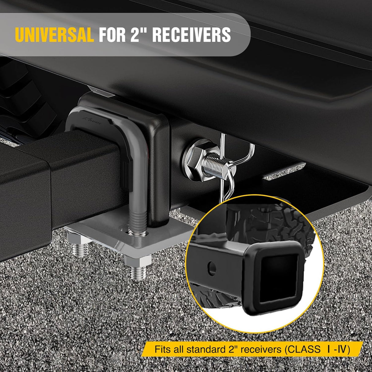 Trailer Hitch Tightener for 2 Inch Trailers Hitches Mount Anti Rattle Heavy Duty Steel with Rubber Cover Grey U Bolt Glossy Coating Plate Electrophoresis Anti-Rust Triple Protective