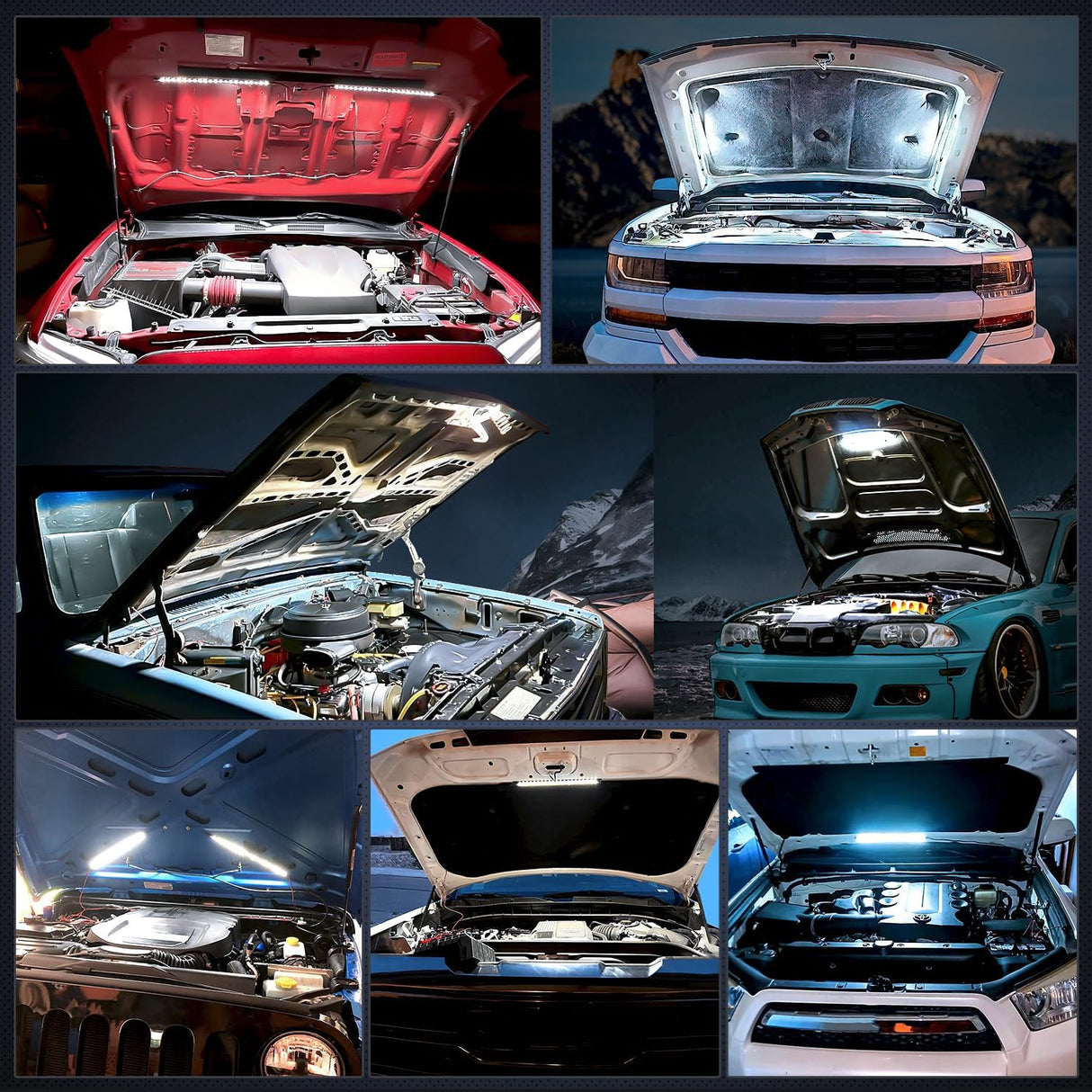 Under Hood Light Strip 21 LED Waterproof Underhood Work Lights with On/Off Switch Blade Fuse Engine Bay Repair Lamp White 12V for Car Truck SUV
