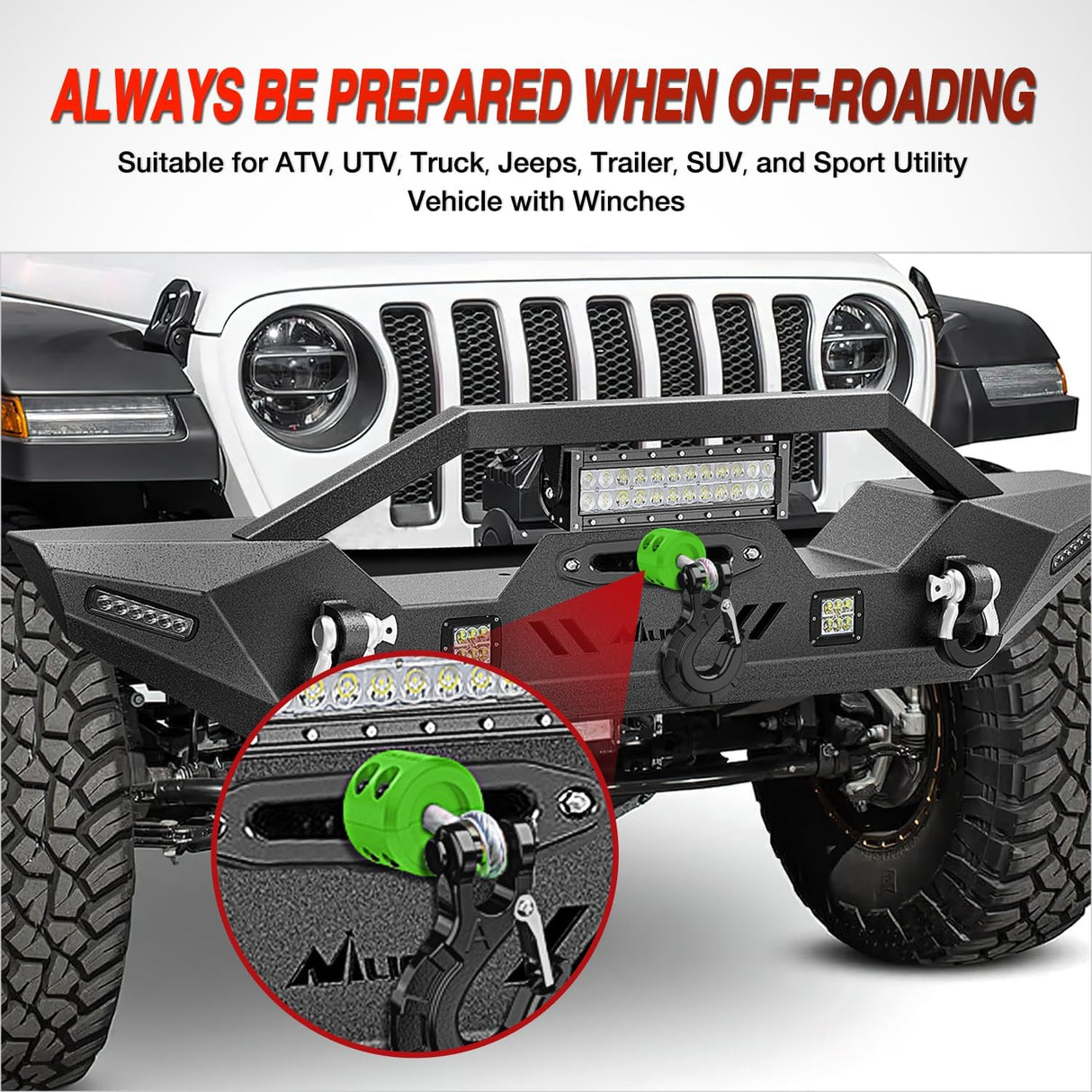 Winch Stopper for ATV UTV Truck SUV Winch Cable Hook Rubber Stopper 2 Pack Protect Towing Hook Synthetic Rope Winch Accessories Rope Line Saver with Stainless Steel Screws Allen Wrenc, Green