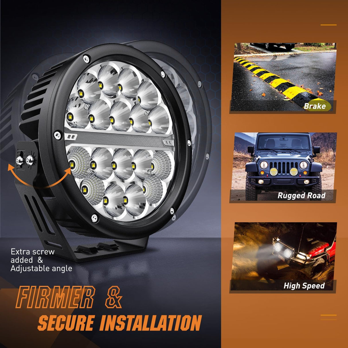 LED Offroad Driving Lights with Amber DRL 2PCS 7 Inch Round 90W IP68 Spot Flood Combo Work Light Bar with 12 AWG DT Connector Wiring Harness Kit for 4x4 Truck ATV UTV SUV