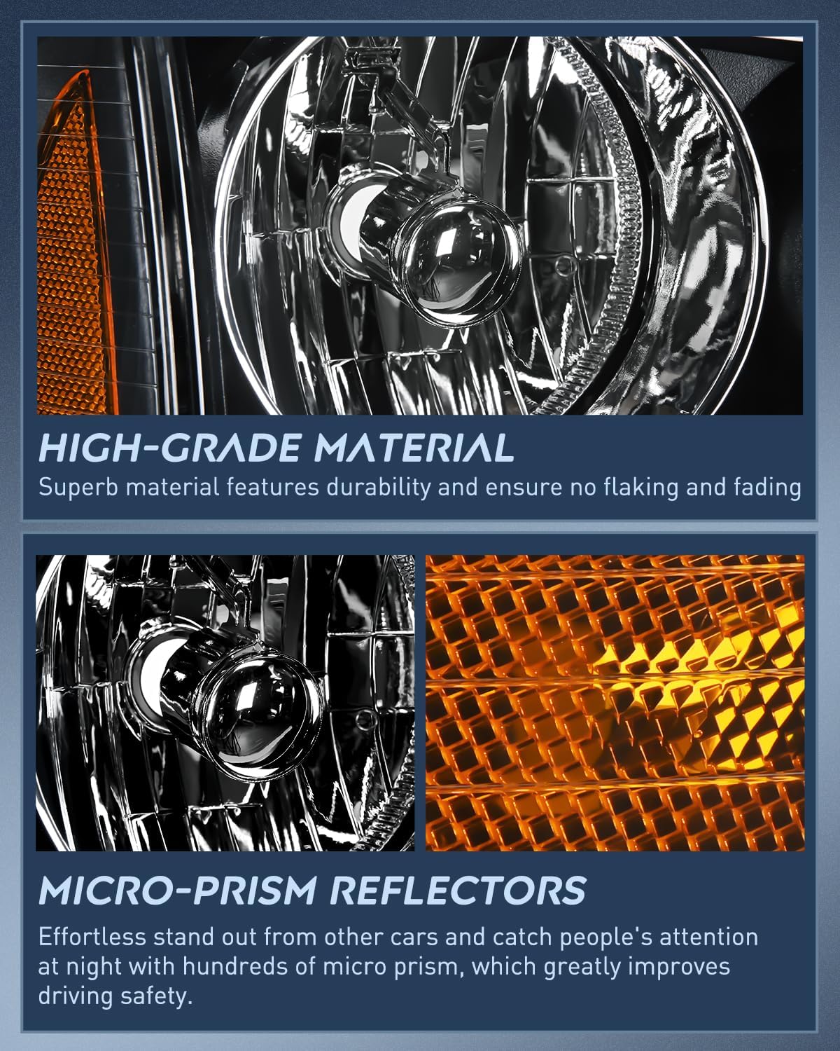 Headlight Assembly Compatible with 2006 2007 2008 2009 2010 Dodge Charger Black Housing Amber Reflector Clear Lens Headlights Replacement Bumper Lamp Set Driver and Passenger Side
