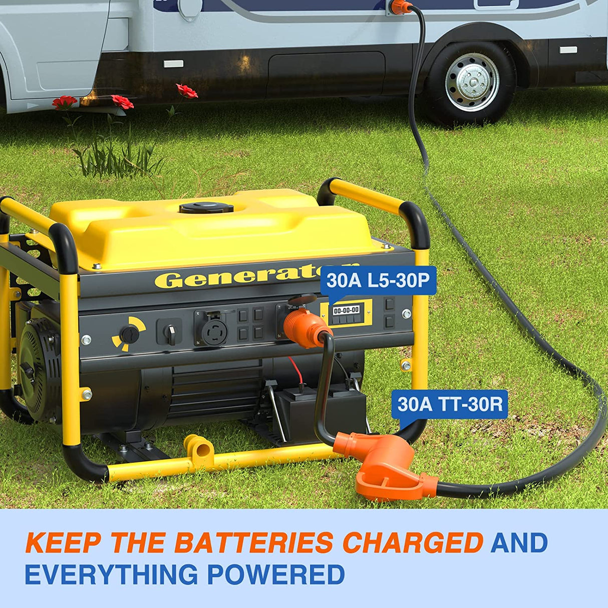 3 Prong 30AMP to 30AMP RV Generator Adapter Cord Nilight