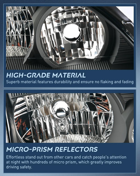 2005-2007 Ford Focus Headlight Assembly Black Housing Clear Reflector Clear Lens Nilight