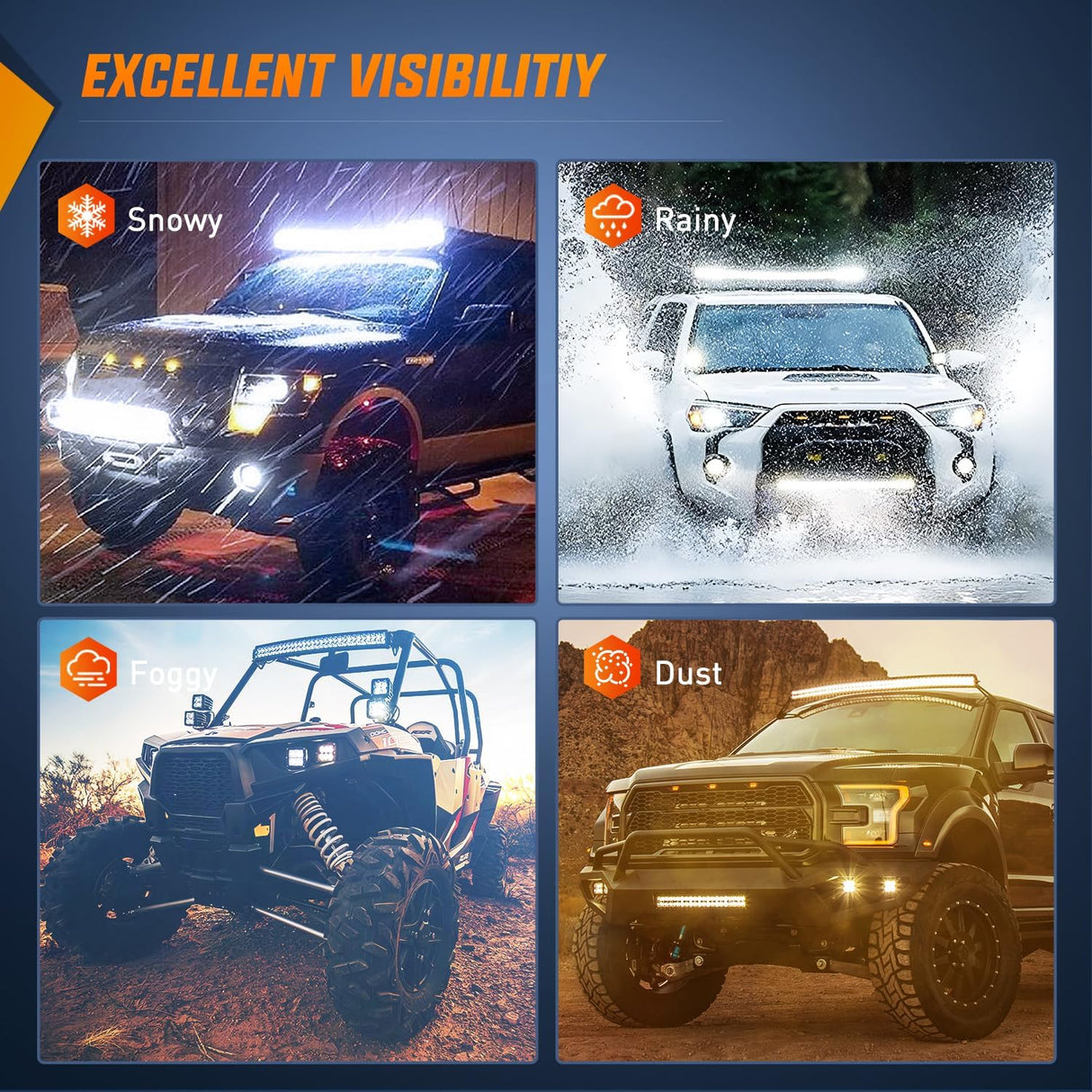 LED Light Bar 50" 288W Double Row Curved Spot/Flood Led Light Bar |12AWG Wiring Harness 5Pin Switch