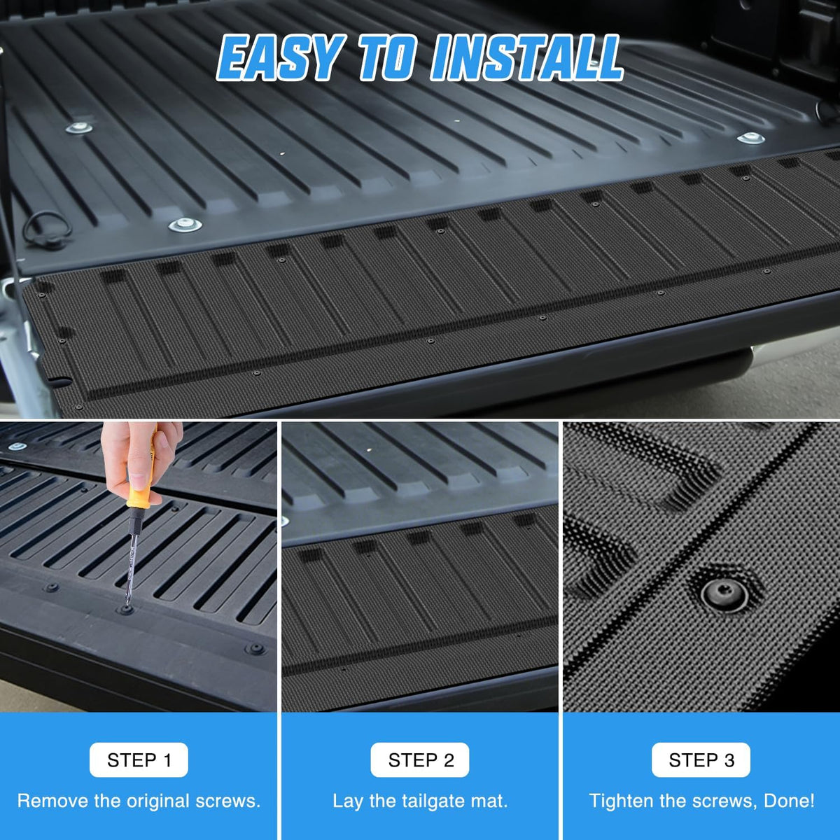 Tailgate Mat for Toyota Tacoma 2005-2023 2nd 3rd Gen All Weather TPE Anti-Slip Custom Fit Truck Tailgate Protector Cover Liner