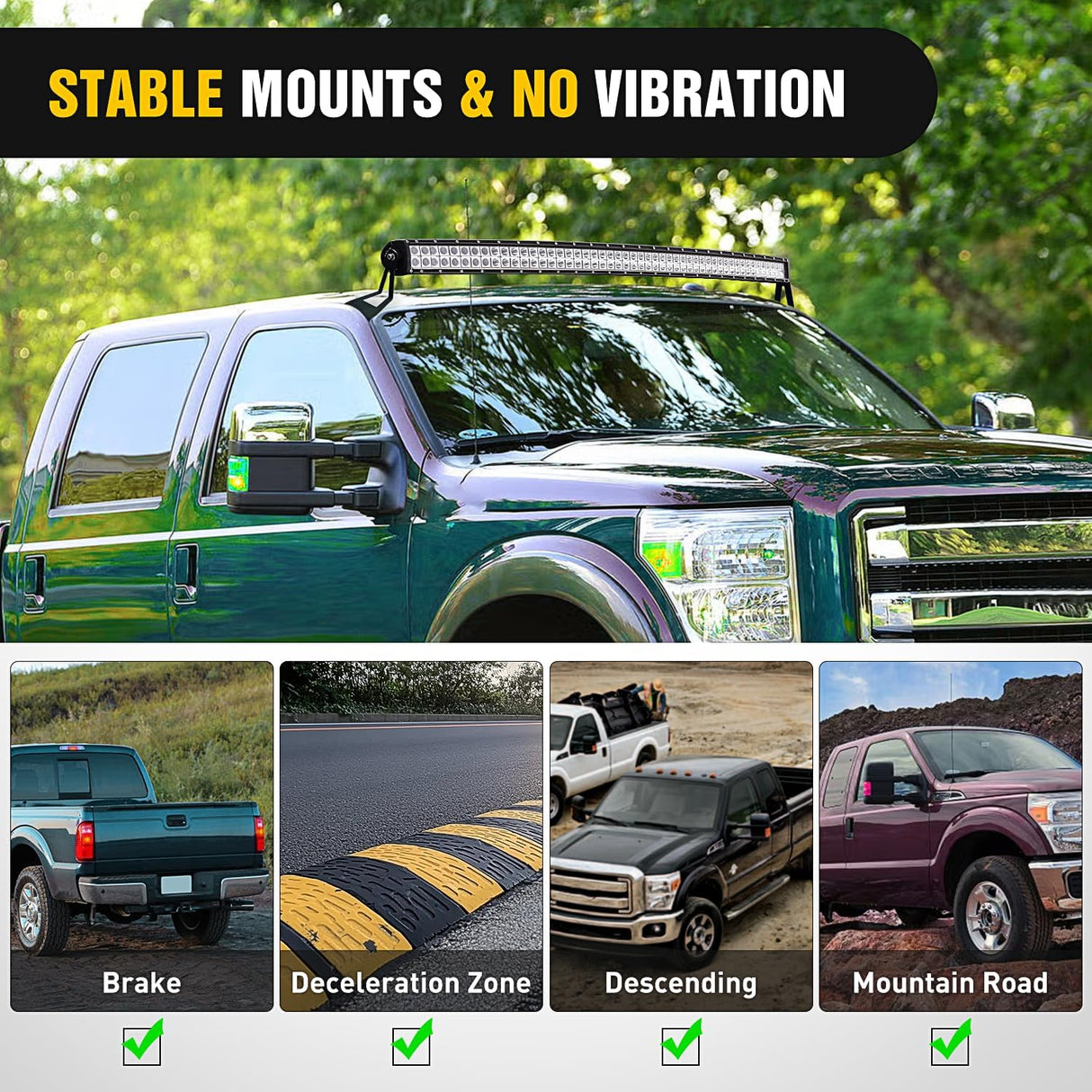 52 inch LED Light Bar Bracket Mounting Upper Windshield Roof Cab Brackets Compatible with Ford F250 F350 4WD 2WD 1999-2015