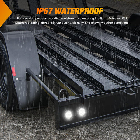 4 Inch White Round 24Leds Tail Light Flush Mount Grommets 2Pcs Nilight