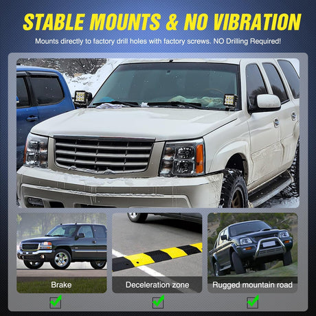 Ditch Light Hood Hinges Mounts For 1999-2006 Chevrolet Silverado Tahoe Suburban GMC Sierra Yukon Nilight