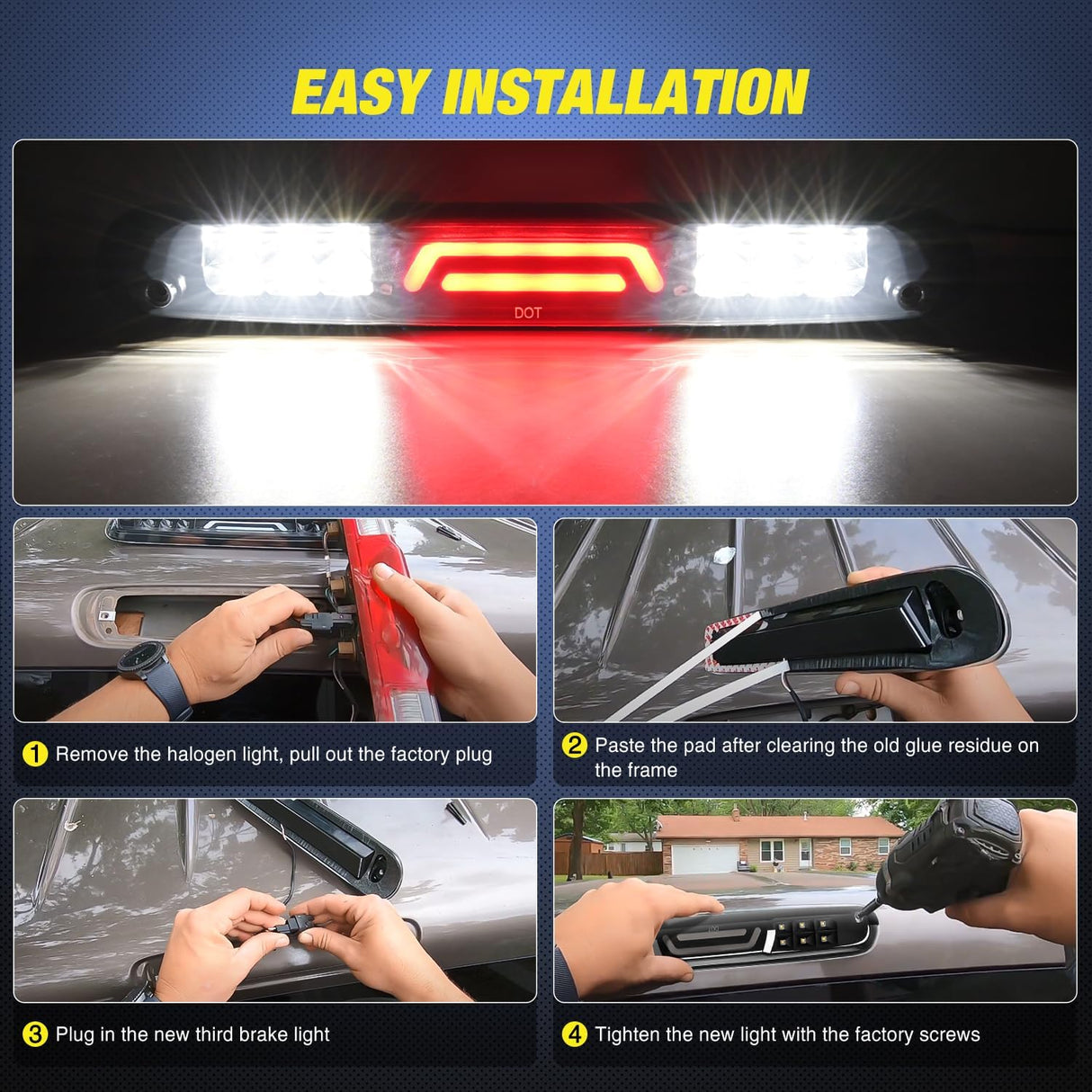 Accessories 2007-2013 Chevy Silverado GMC Sierra 1500 2500 3500HD Third Brake Light