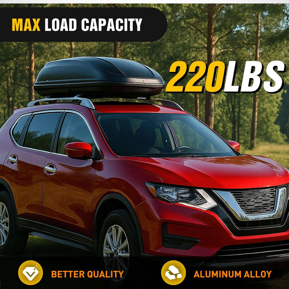 Roof Rack Cross Bars Compatible with 2014-2020 Nissan Rogue with Factory Side Rails, 220LBS Adjustable Aluminum Less Wind Noise Car Crossbars for Cargo Carrier Luggage Box Kayak Tent Snowboard