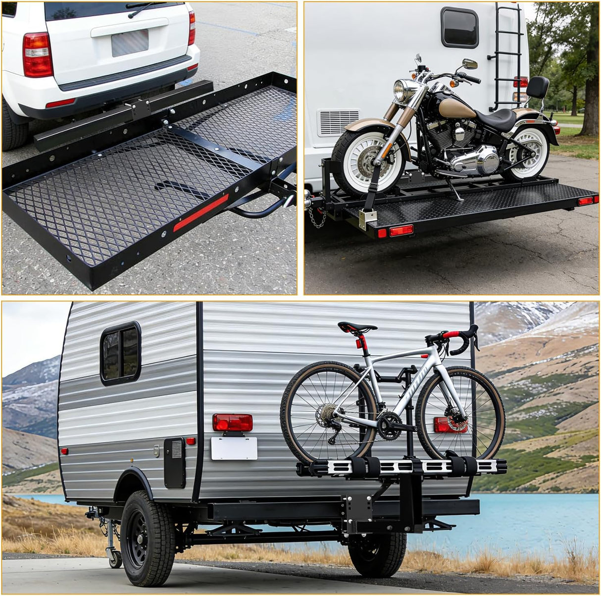 Adjustable RV Bumper Hitch Receiver, Height & Width Adjustable Trailer Hitch Adapter, 2 Inch Receiver for RV Bumper, Heavy Duty Steel RV Hitch for Cargo Carrier, Bike Rack & Trailer Towing