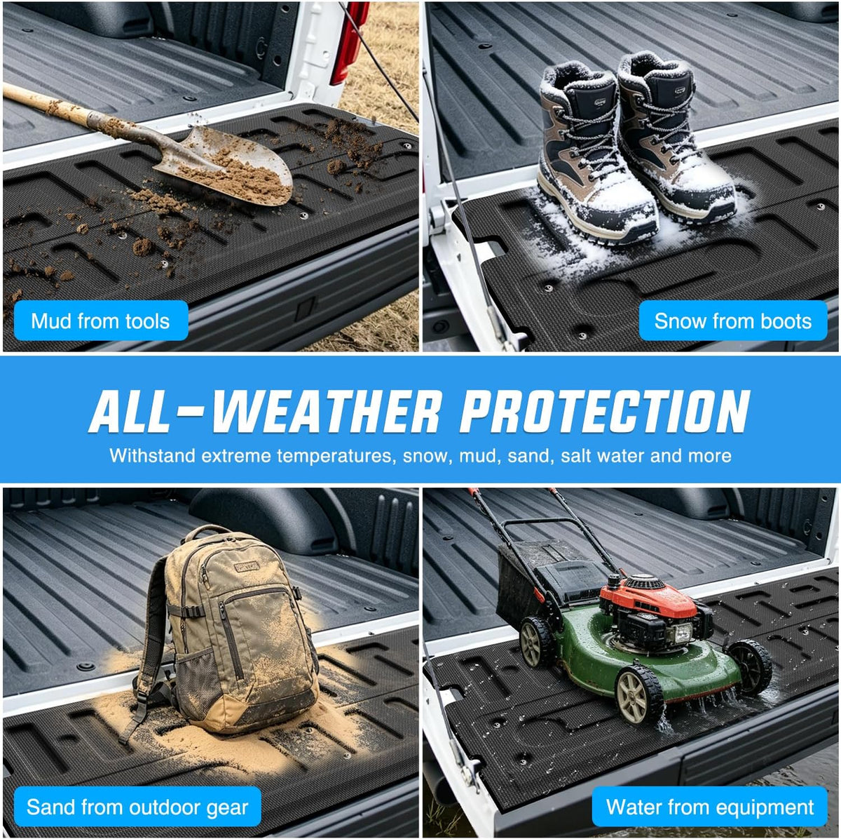 Tailgate Mat for Ford F150 2021-2026 F150 Lightning 2022-2026 (Not Fit Pro Access Work Surface Version) All Weather TPE Anti Slip Truck Tailgate Protector Liner Cover