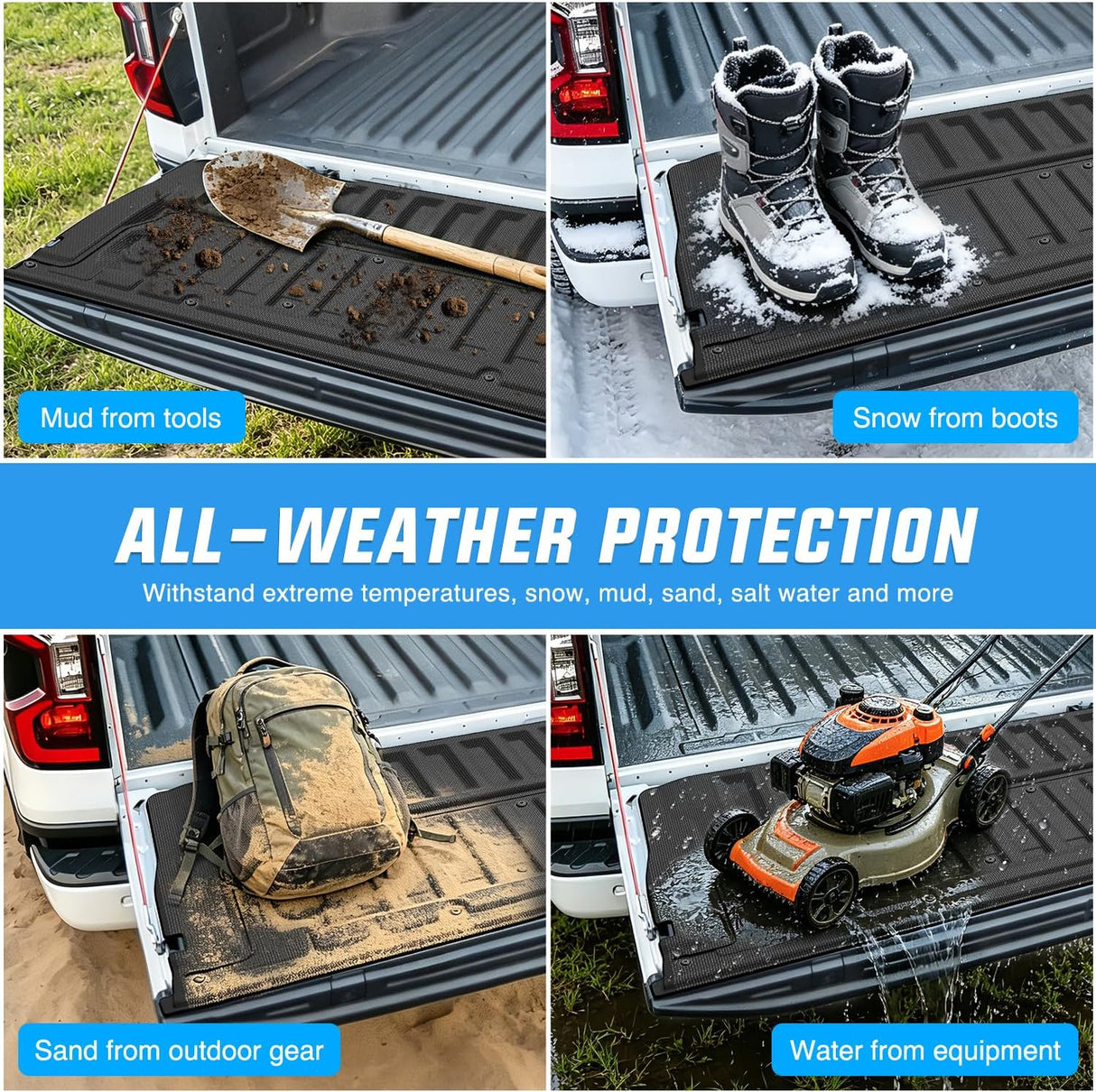 Tailgate Mat for Ford Ranger 2024 2025 2026 All Weather TPE Anti-Slip Custom Fit Truck Tailgate Protector Liner Cover