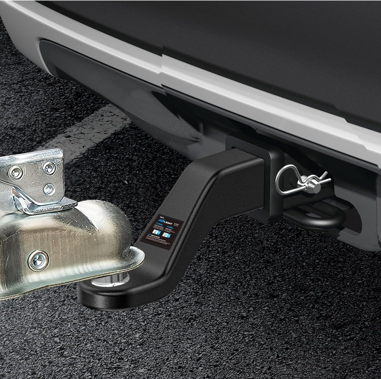 Trailer Hitch Ball Mount Fits 2-1/2 Inch Receiver Square | with 5/8 Inch Hitch Pin Clip 15000 lbs 4 Inch Drop, 2-1/2 Inch Rise, 1-1/4-Inch Hole, Gloss Black Powder Coat