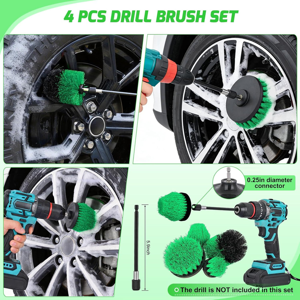 Automotive Tools 27PCS Car Detailing Kit Auto Cleaning Tools Wash Set with Storage Carry Bag Home Use for Interior Exterior Deep Clean Polish Car Care Windshield Dashboard Seat Air Vents Wheels Tires, Green