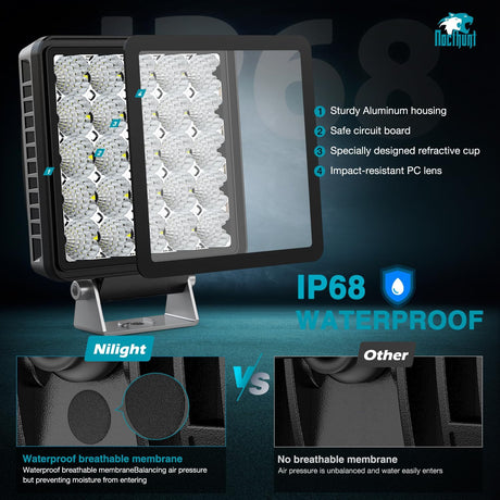 5 Inch 25LED Square Flood Built-in EMC LED Pod Lights (Pair) Nilight