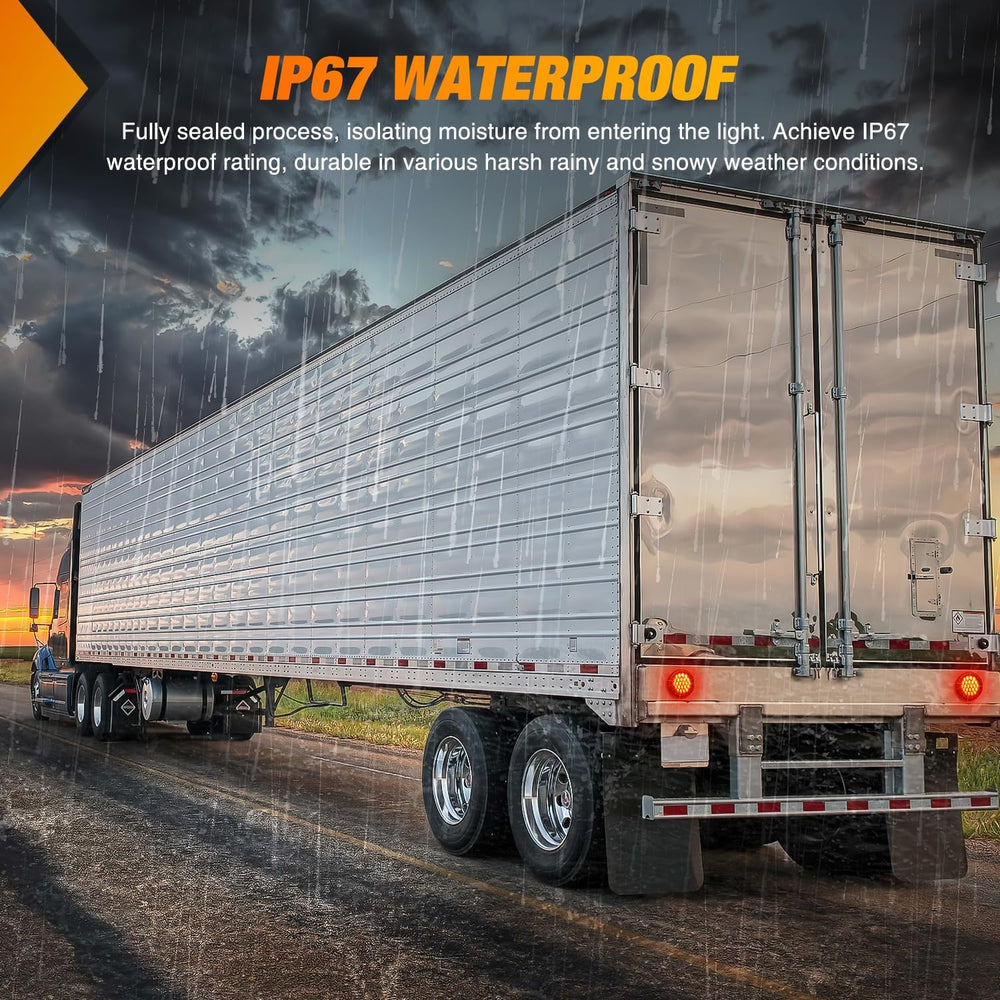 4 Inch Red Round 24Leds Tail Light Flush Mount Grommets 2Pcs Nilight