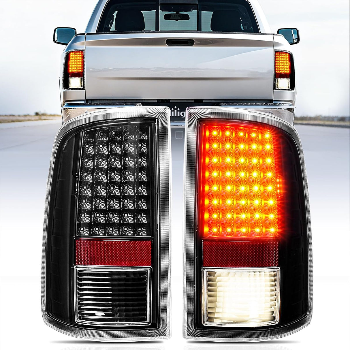 Taillight Assembly Compatible with 2009 2010 2011 2012 2013 2014 2015 2016 2017 2018 Dodge Ram 1500 2010-2018 Ram 2500 3500 Incandescent Type Upgrade LED Tail Lights Rear Brake Lamps
