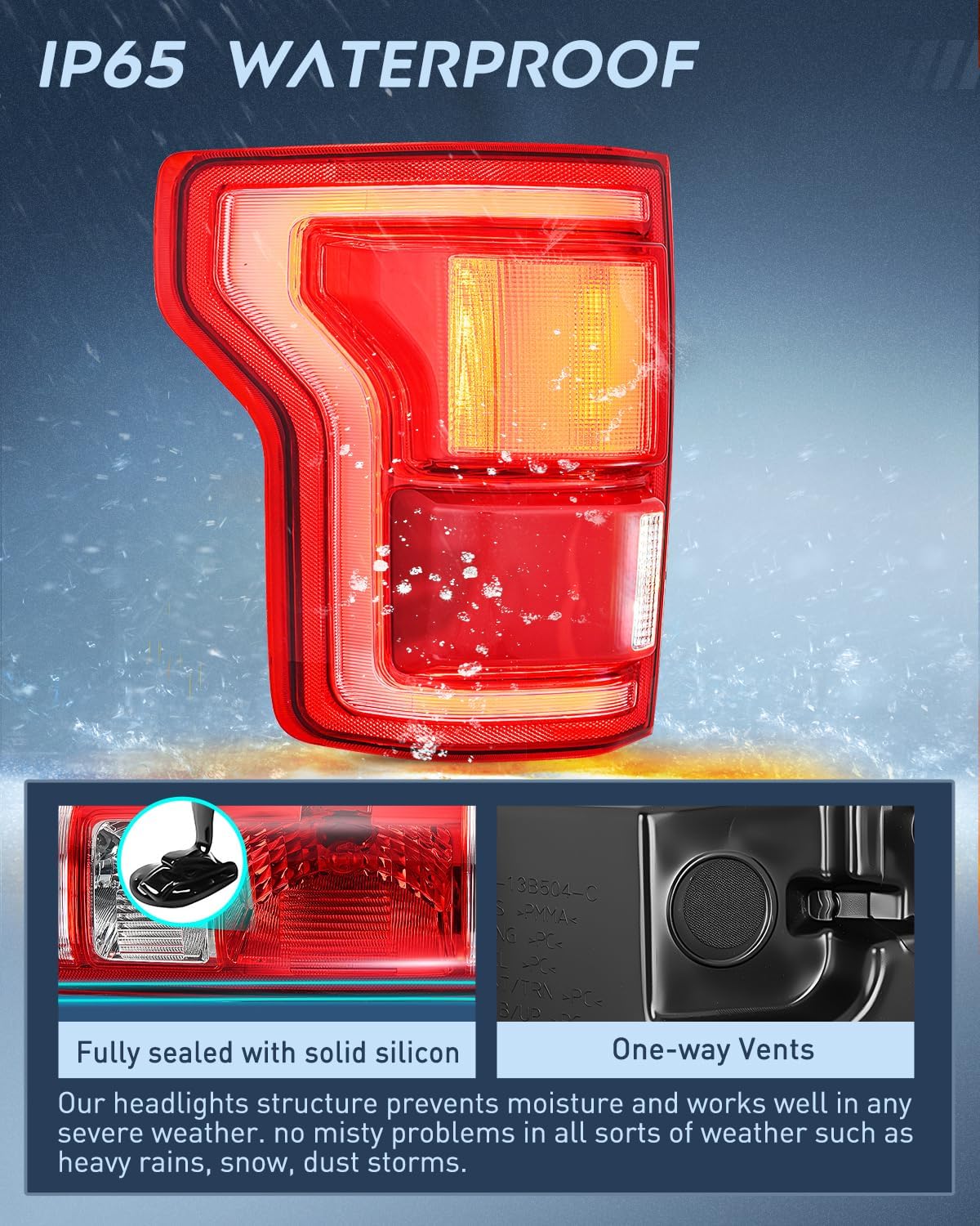 Taillight Assembly Compatible with 2015 2016 2017 Ford F150 F-150 Rear Tail Light with LED and Blind Spot System Lamp Replacement OE Style Radar Module NOT Included Passenger Side