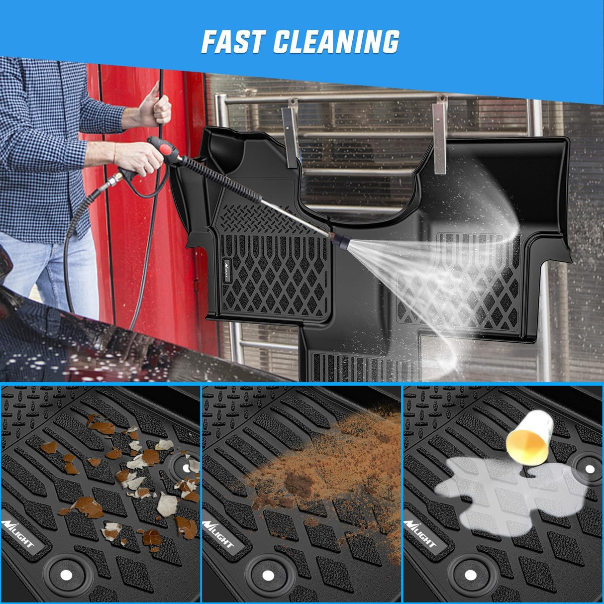 TPE Floor Mats for All Mercedes Benz Sprinter 2500 3500 2019 2020 2021 2022 2023 2024 2025 Weather Custom Fit Heavy Duty Floor Liners