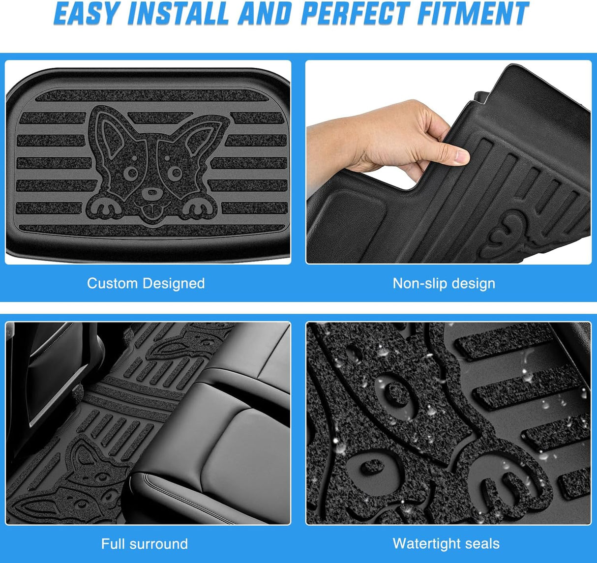 TPE Floor Mats & Cargo Mats Set for Tesla Model Y (5 Seat only) | 2021 2022 2023 2024 2025 All Weather Custom Fit Heavy Duty Floor Liners
