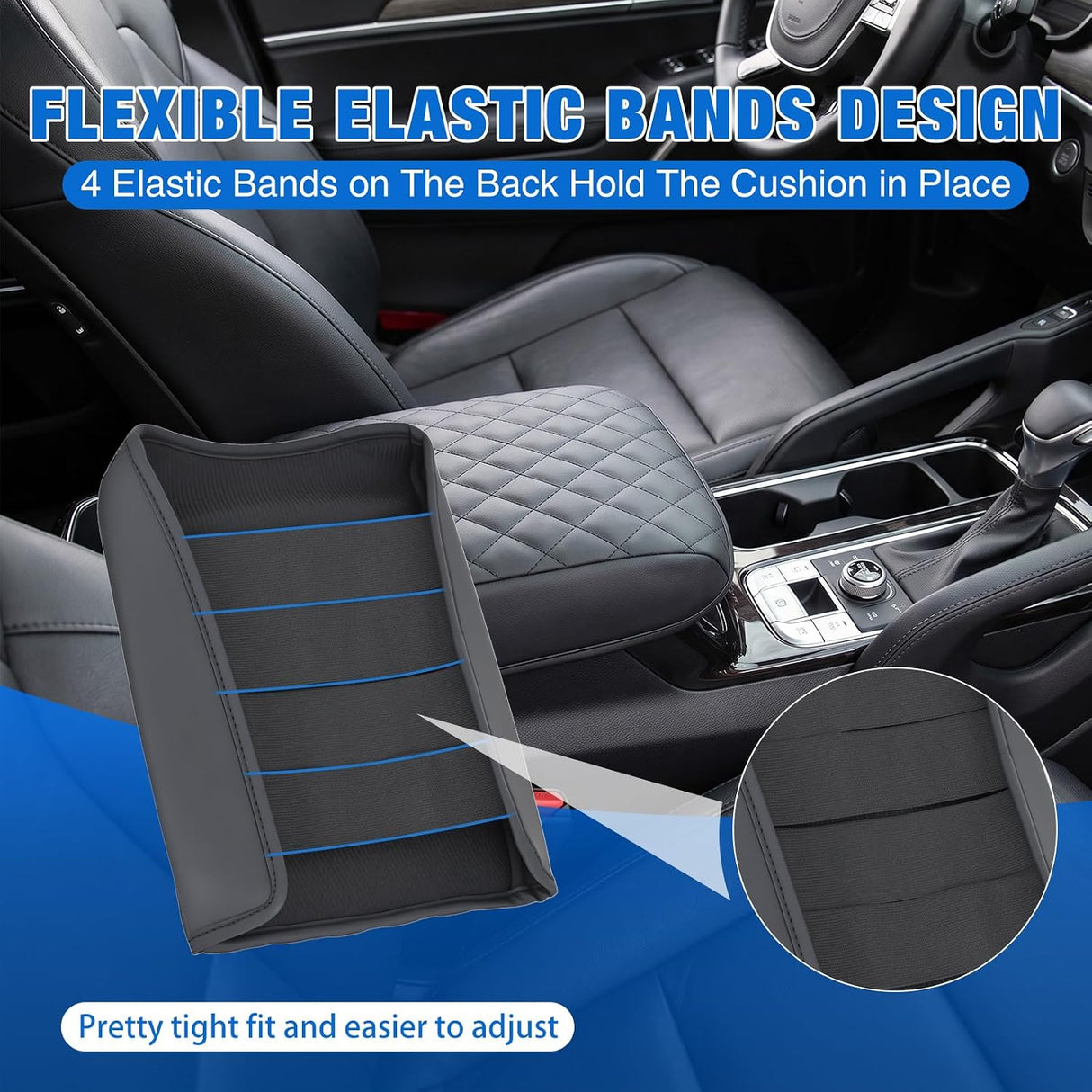 Center Console Cover for Kia Telluride 2020-2026 Armrest Cushion | for Telluride 2020 21 22 23 24 25 2026 Accessories Nappa Leather Armrest Cover for Car Waterproof Center Console Pad, Black