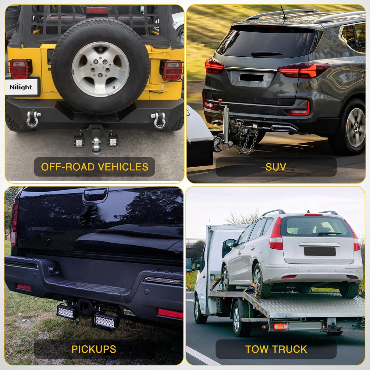 1-1/4 inch Towing Hitch Mount Bracket for Truck Trailer RV SUV Pick Up fit Dual LED Work Light Reverse Rear Back Up Off Road Lights(Towing Hitch Mount Bracket) Without Light