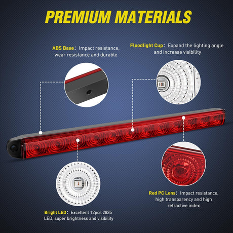 16 Inch 12 LEDs Red Trailer Light Bar Nilight