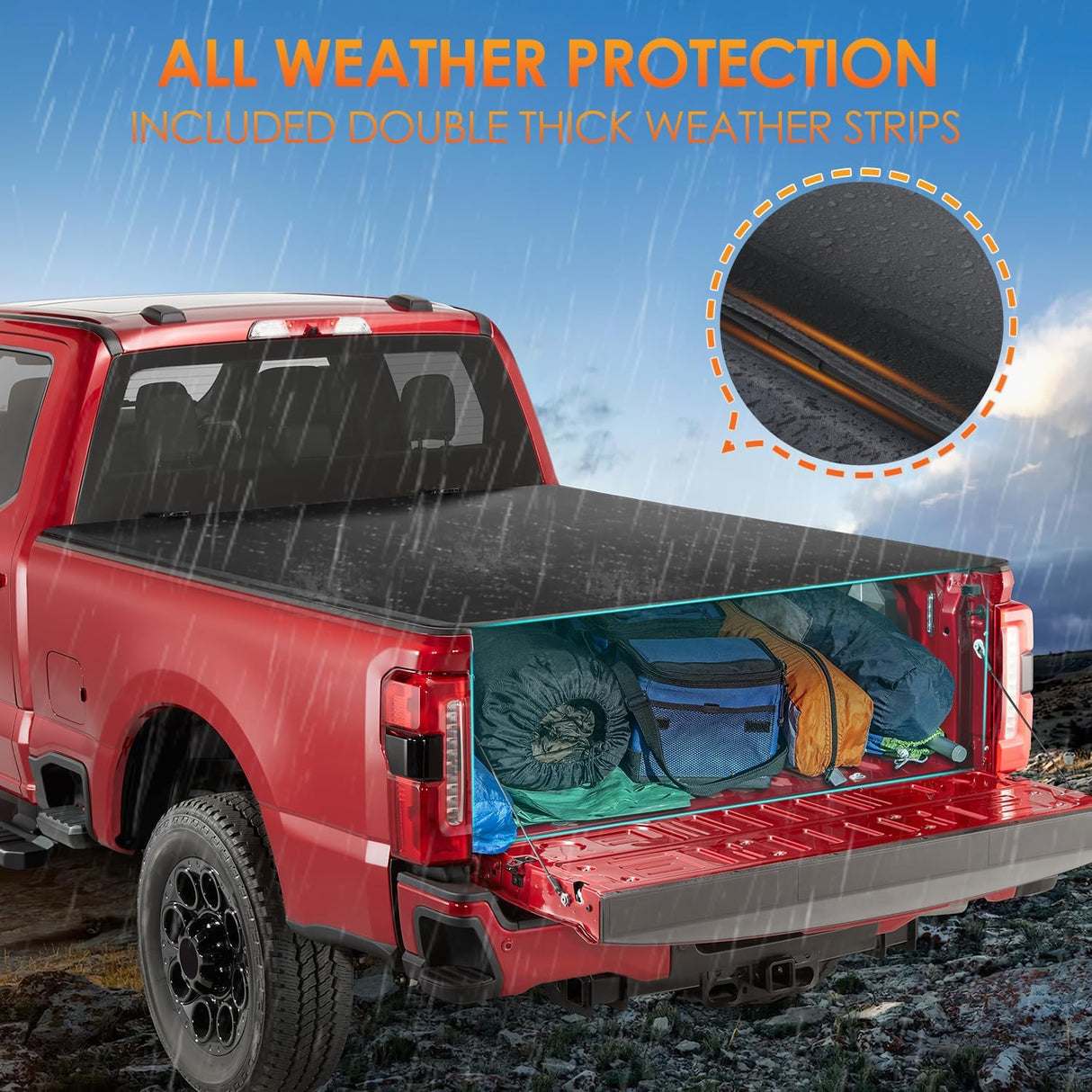 Truck Bed Tonneau Cover Soft Tri-fold Compatible with 1999-2024 Ford F250 F350 Super Duty-6.75ft 2013 2014 2015 2016 2017 2018 2019 2020 2021 2022 2023 2024