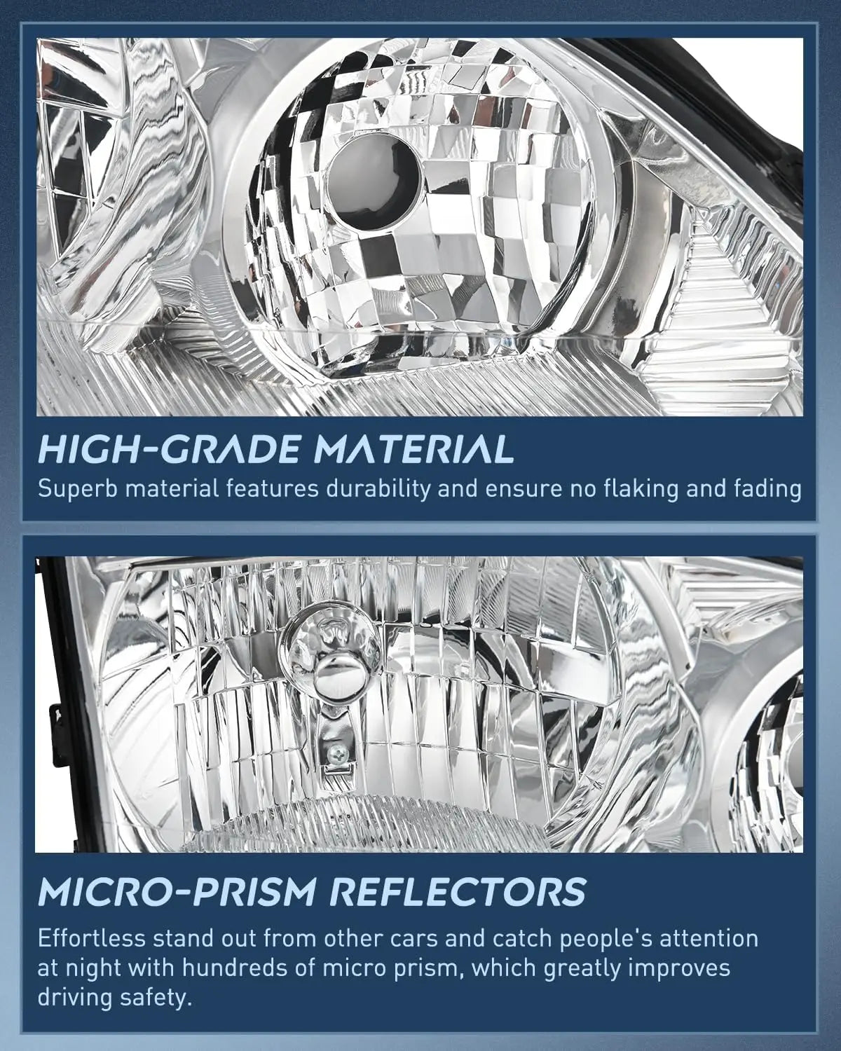 2005-2007 Ford Focus Headlight Assembly Chrome Housing Clear Reflector Clear Lens Nilight