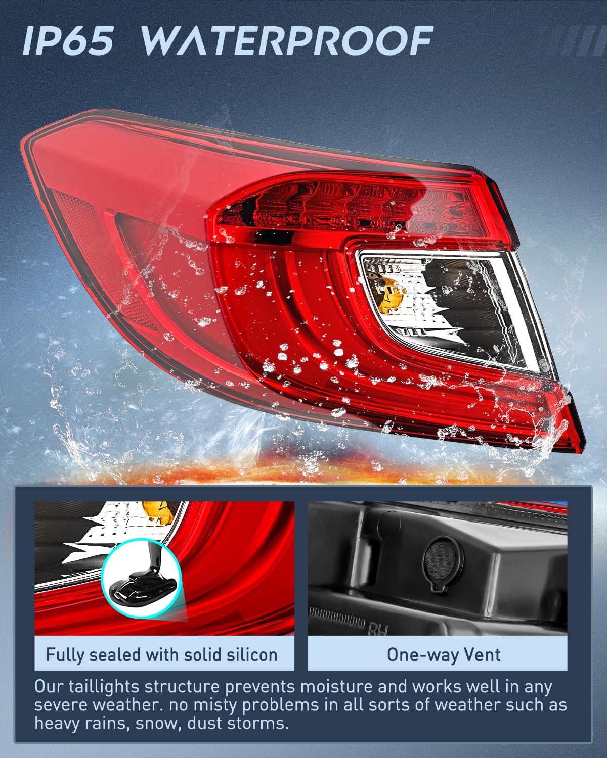 Taillight Assembly Compatible with 2018 2019 2020 2021 2022 Honda Accord Sedan 4-Door Tail Light OE Style Rear Outer Lamp Replacement Driver and Passenger Side