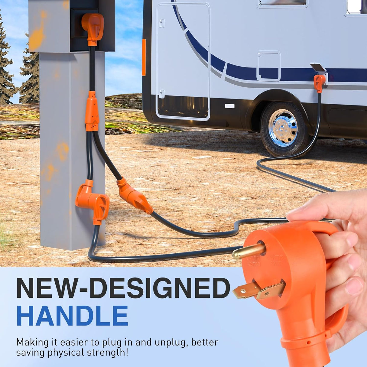 RV Parts 30 Amp RV Y Splitter Adapter Cord 30A Male Plug to Two 30A Female Receptacle NEMA TT-30P TT-30R Pure Copper Heavy Duty Heavy Duty STW 10 AWG Cable for RV Camper Generator