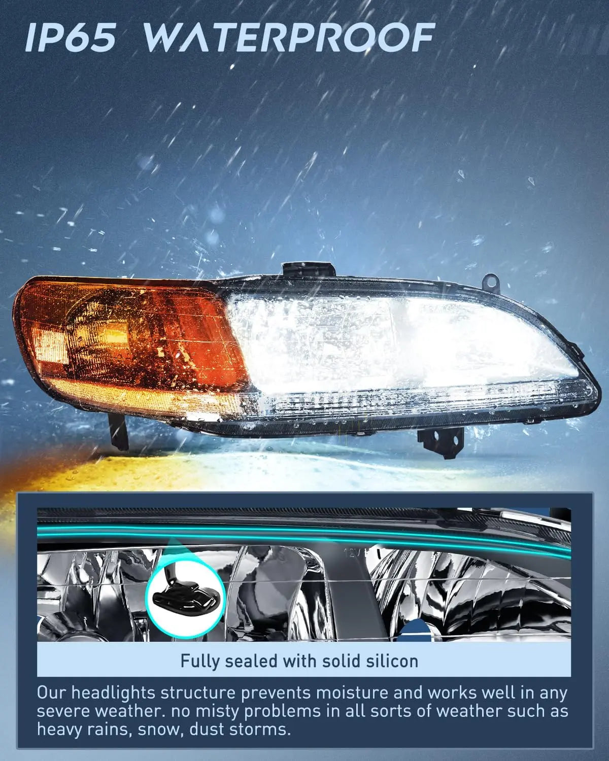 Headlight Assembly Headlight Assembly Black Case Clear Reflector Upgraded Clear Lens For 1998-2002 Honda Accord (Pair)