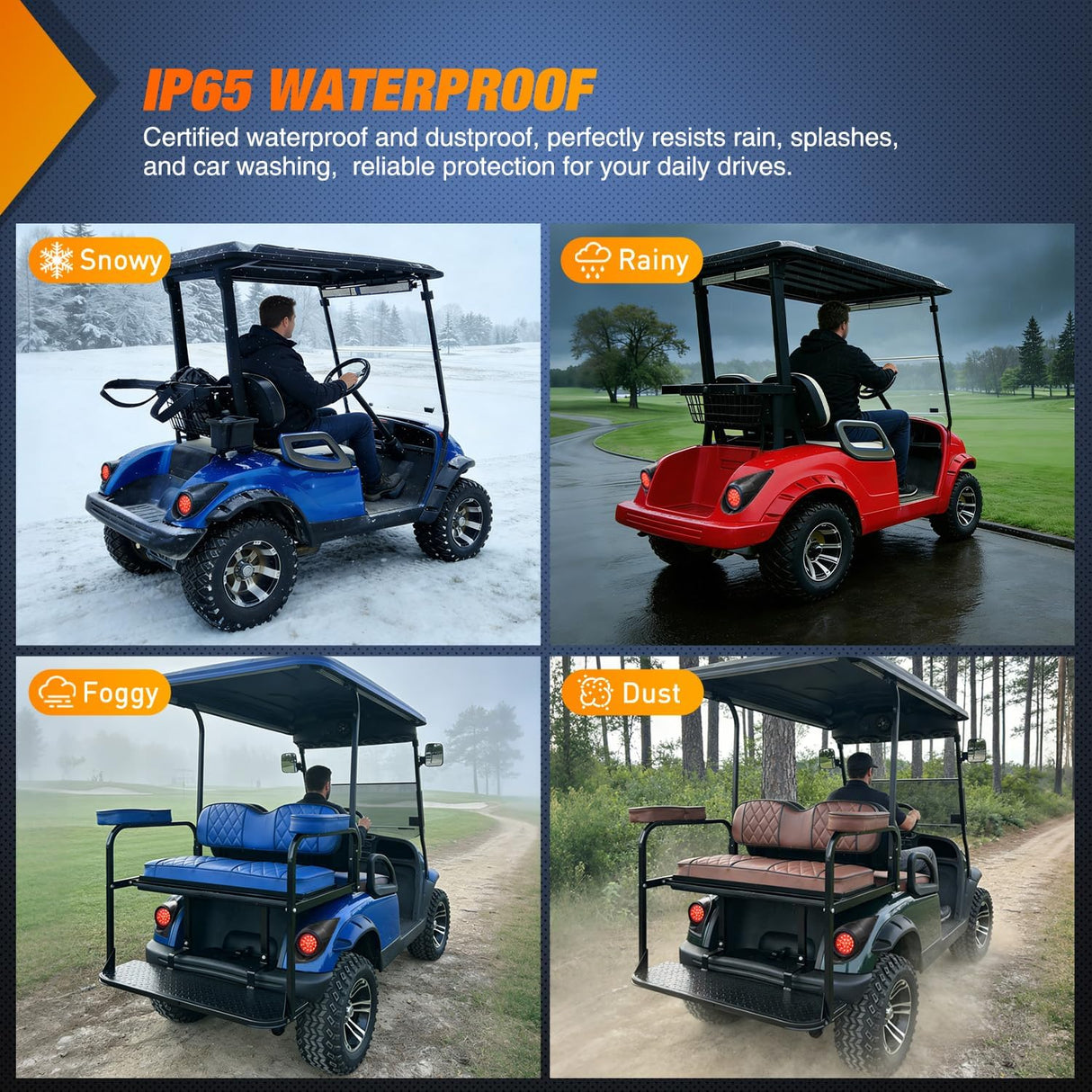 Golf Cart LED Taillights 2PCS Stop Brake Turn Yamaha Drive G29 | High Brightness Waterproof Plug and Play Running Light Upgrade Easy Installation for 2007-Up Yamaha Drive G29 Electric Carts