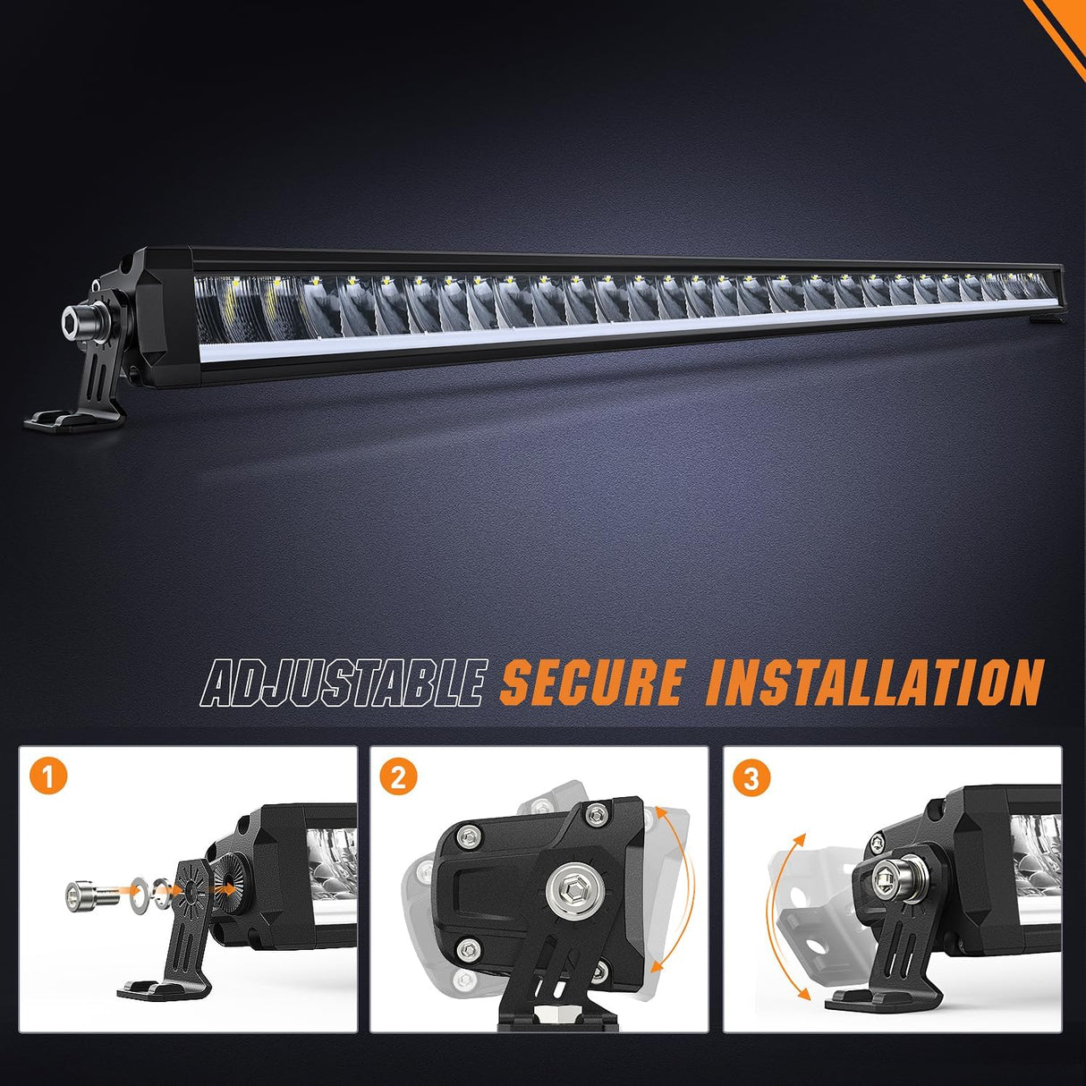 LED Light Bar with Amber DRL 50.5 Inch 210 W Single Row Anti-Glare Flood Spot Combo Slim Offroad Lights IP68 w/ 12 AWG DT Wiring Kit for Pickup Truck SUV ATV UTV Boat 4x4