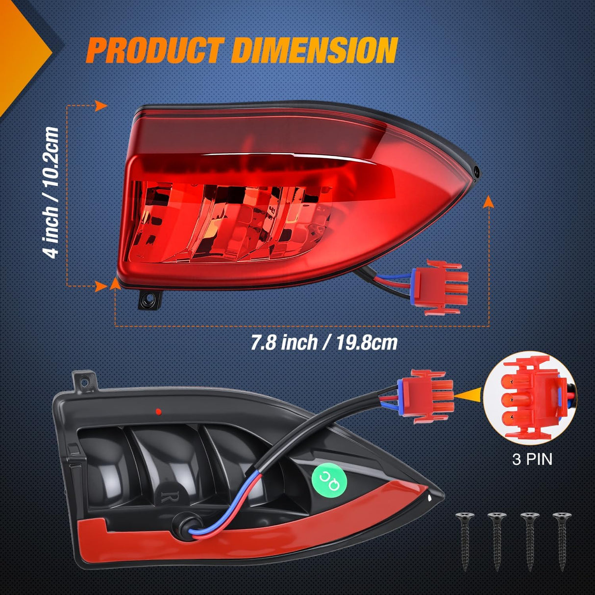 Golf Cart LED Taillight 2PCS 12V Stop Brake Turn Signals Club Car | High Brightness Waterproof Plug and Play Easy Installation for 2004-Up Club Car Precedent and 2018-Up Tempo Electric Carts