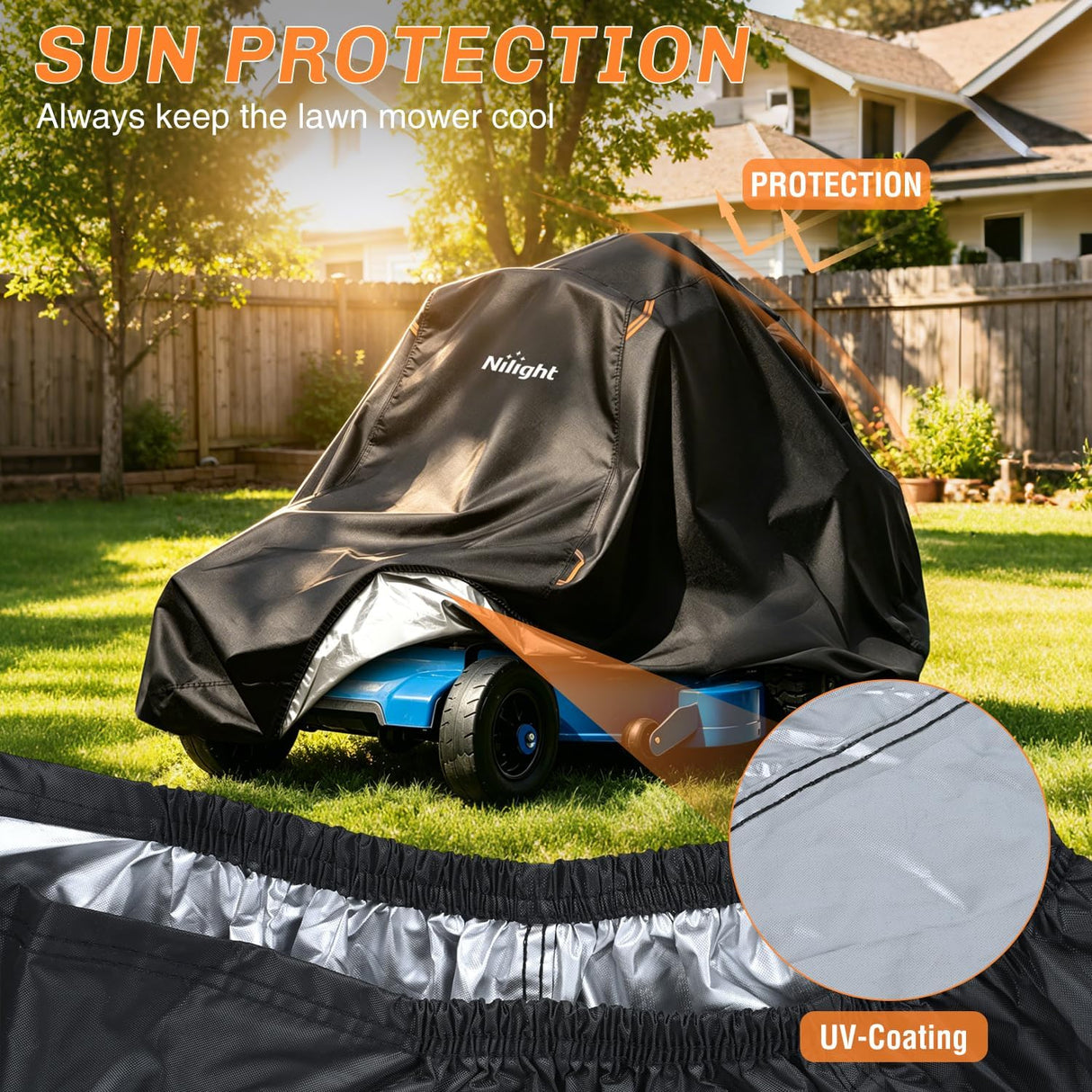Zero Turn Mower Cover 80 Inch, Waterproof Lawn Mower Cover | Fits Mowers up to 80 InchL x 62 InchW x 55 InchH, 420D Heavy Duty Fabric, All-weather & UV Protection