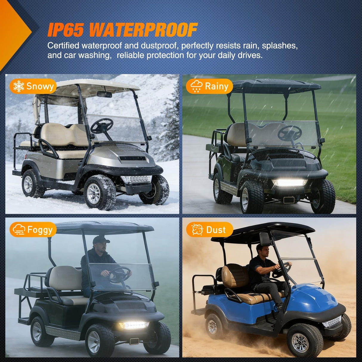 Golf Cart LED Headlight with Bumper Turn Signals Running Lights High Brightness Waterproof Plug and Play 12V for 2004-Up Club Car Precedent Electric Carts