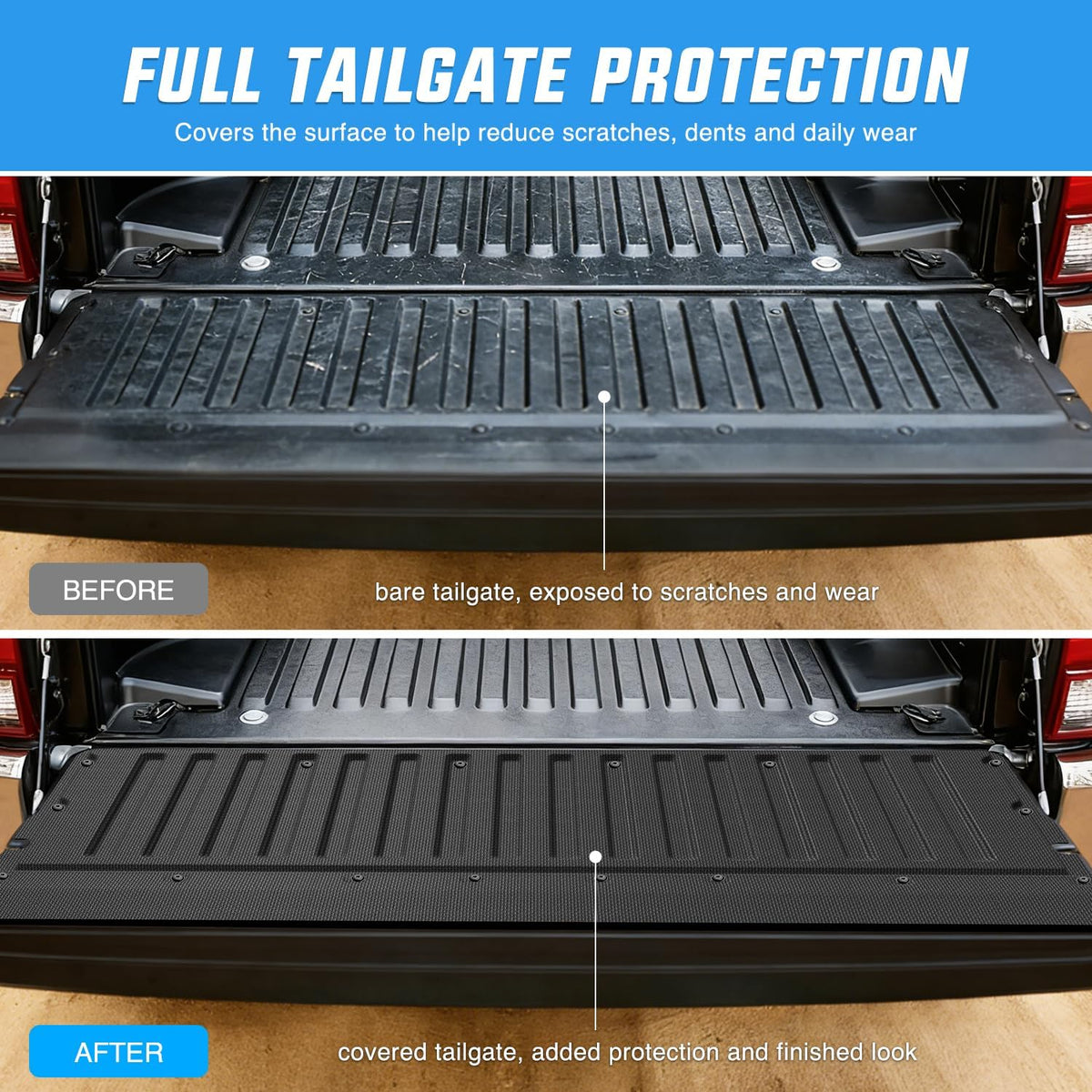 Tailgate Mat for Toyota Tacoma 2005-2023 2nd 3rd Gen All Weather TPE Anti-Slip Custom Fit Truck Tailgate Protector Cover Liner