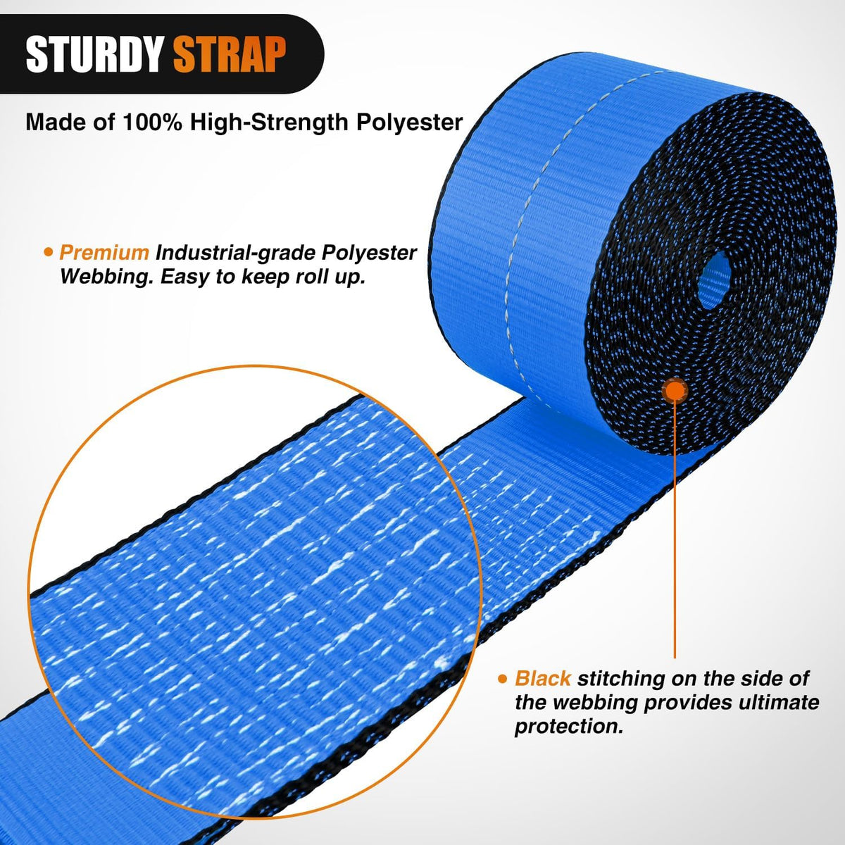Truck Straps 4 Inch x 30' Heavy Duty Tie Down with Flat Hooks | 16800LBS Break Strength & 5400LBS WLL for Flatbed Trailer Cargo Control Recovery Tree Saver 10 Pack Blue