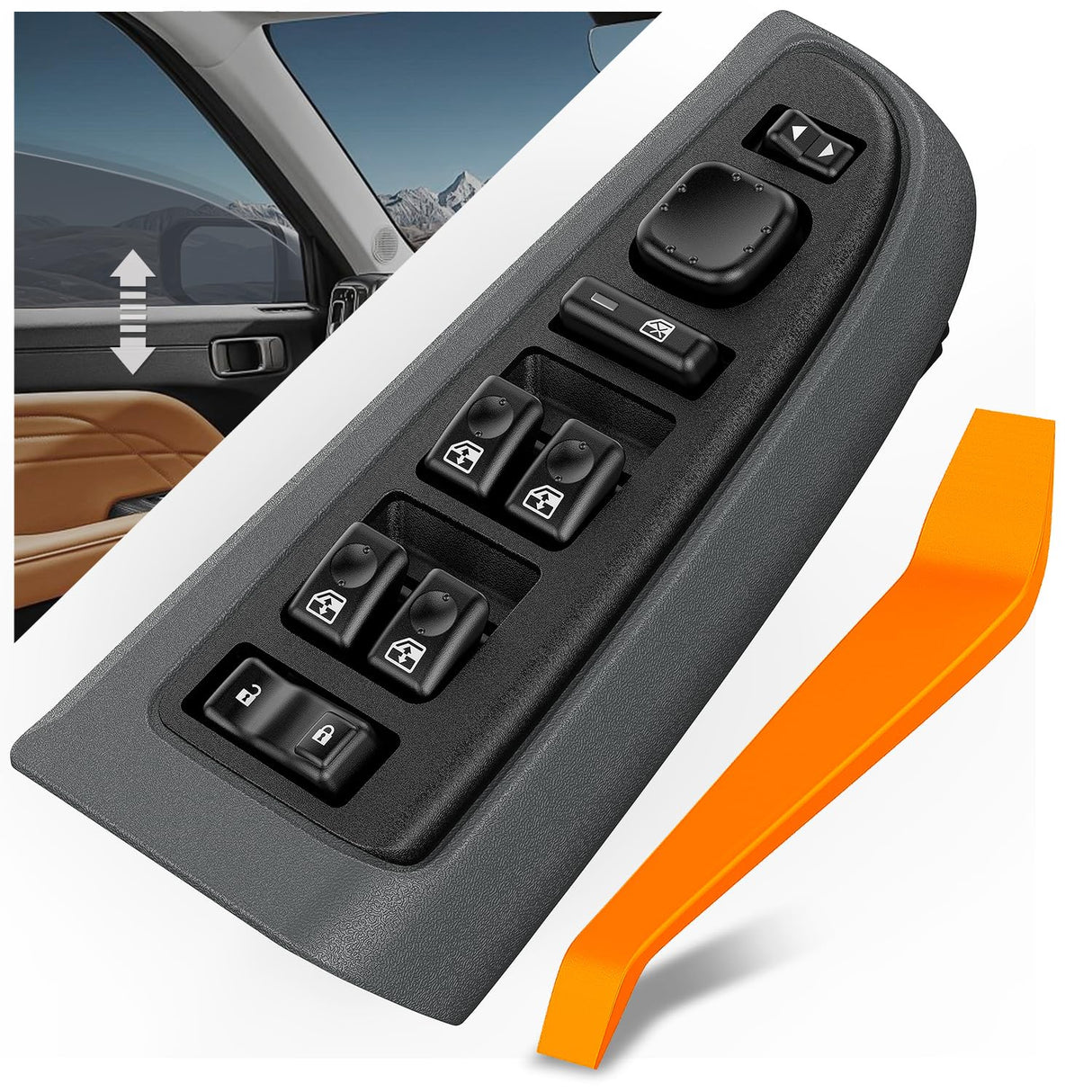 Power Master Window Switch Black Bezel Compatible with 2003 2004 2005 2006 2007 Chevrolet Silverado 1500 2500 3500 Avalanche Suburban Tahoe Cadillac Escalade GMC Sierra Yukon Replacement Set