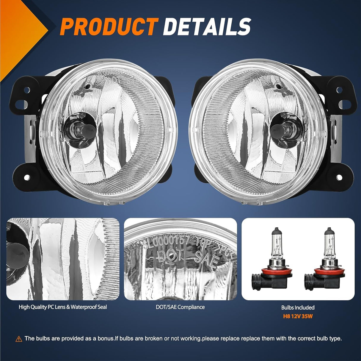 Fog Light Assembly Fog Lights Assembly Compatible with 2007 2008 2009 Jeep Wrangler 2005-2008 Dodge Magnum 2009 Journey 2006-2010 Chrysler PT Cruiser 2005-2010 300 Touring Models Clear Lens